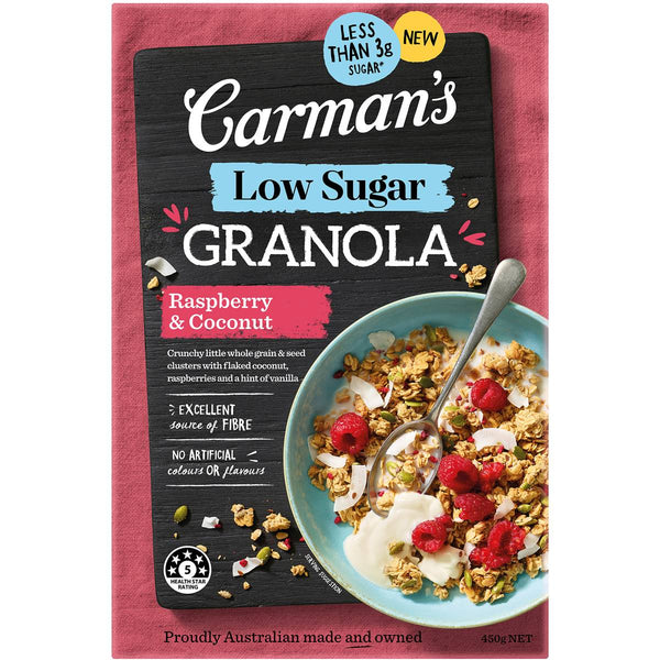 Carman's Low Sugar Granola Raspberry & Coconut 450g