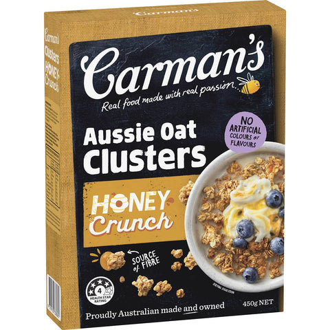 Carman's Aussie Oat Clusters Honey Crunch 450g