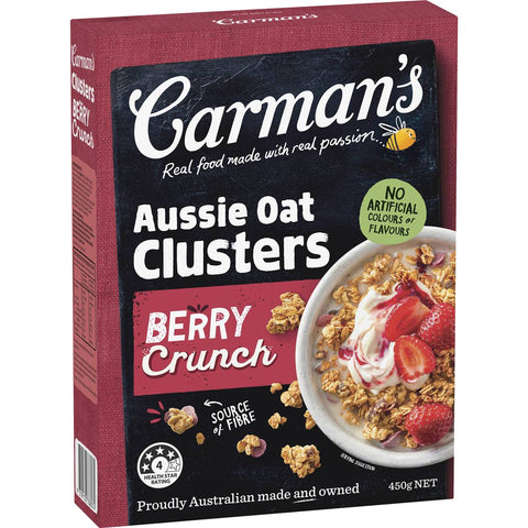 Carman's Aussie Oat Clusters Berry Crunch 450g