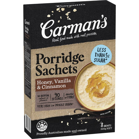 Carman's Honey, Vanilla & Cinnamon Gourmet Porridge Sachets 320g
