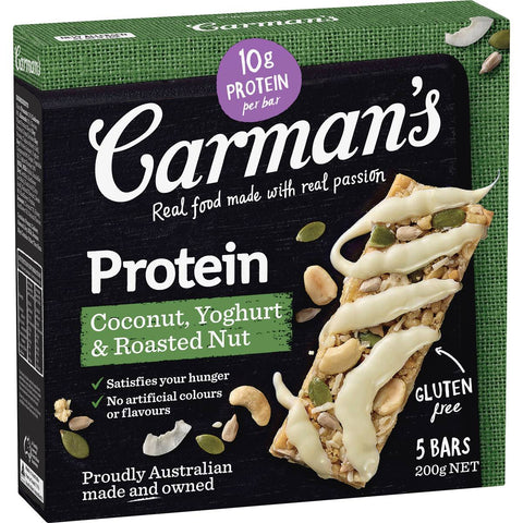 Carman's Protein Muesli Bars Coconut, Yoghurt & Roasted Nut 5 pack 200g