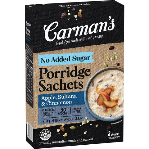 Carman's Apple Sultana & Cinnamon Porridge Sachets 320g
