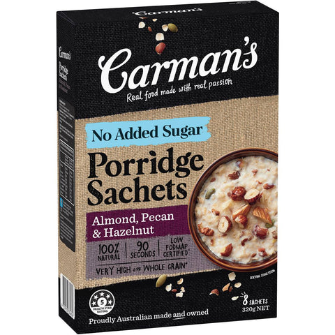 Carman's Almond Pecan Hazelnut Porridge Sachets 320g