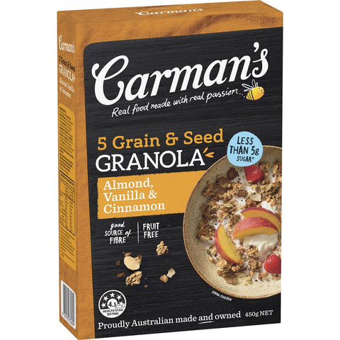 Carman's 5 Grain & Seed Granola Almond Vanilla & Cinnamon 450g