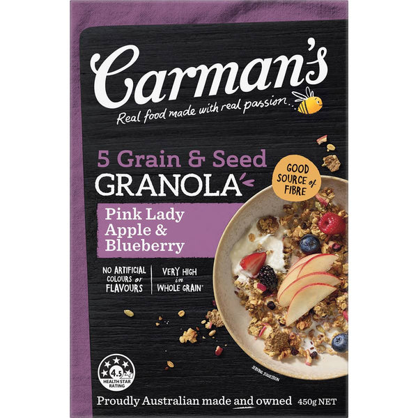 Carman's 5 Grain & Seed Granola Pink Lady Apple & Blueberry 450g