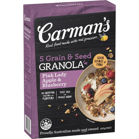 Carman's 5 Grain & Seed Granola Pink Lady Apple & Blueberry 450g