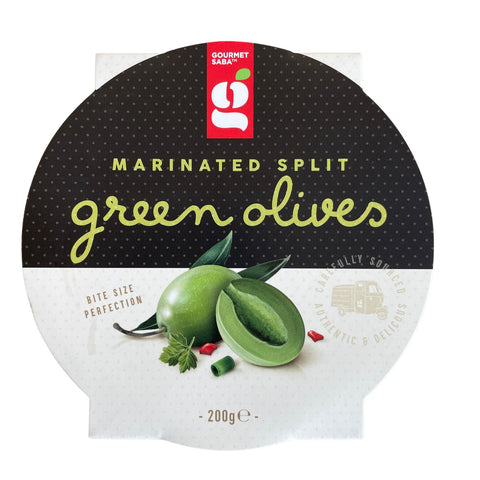 Gourmet Saba - Marinated Split Green Olives 200g