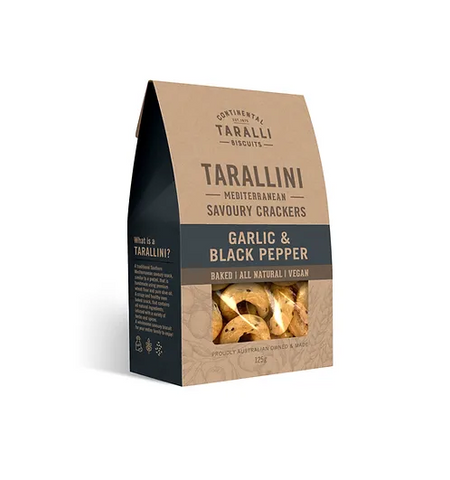 Continental Taralli - TARALLINI Garlic & Black Pepper 125g