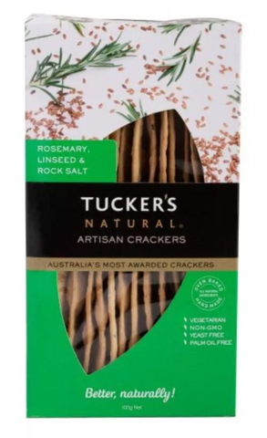 Tucker's Natural - Artisan Crackers Rosemary, Linseeds & Rock Salt 100g