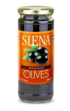 Siena Whole Black Olives 440g