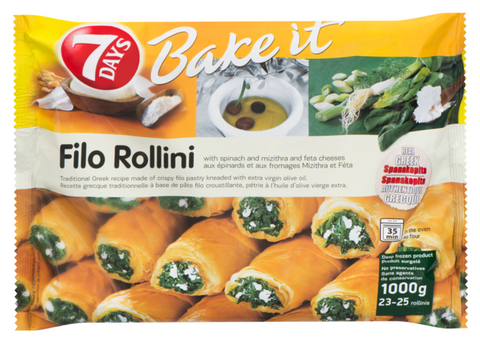 Frozen - 7 Days Filo Rollini Spinach Feta 1kg