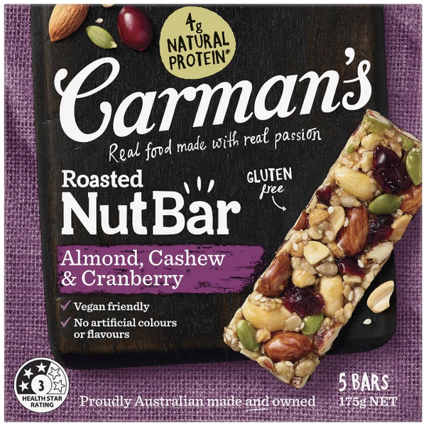 Carman's Almond, Cashew & Cranberry Nut Bars 5 Pack 175g
