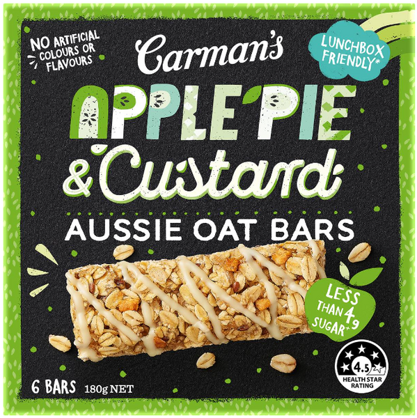 Carman's Aussie Oat Muesli Bars Apple Pie & Custard 6 Pack 180g