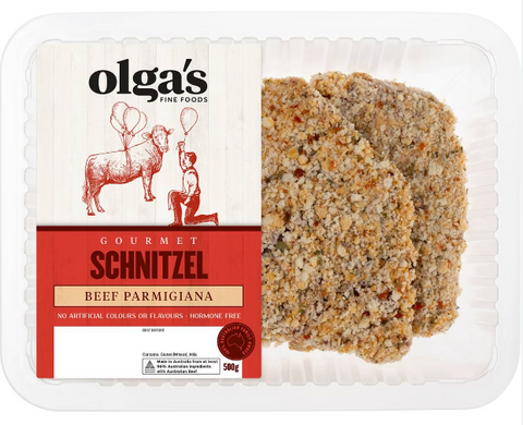 Olga's Fine Food - Beef Schnitzel Parmigiana 500g