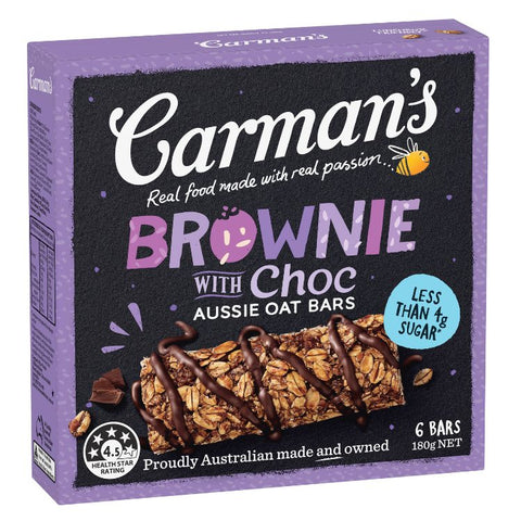 Carman's Aussie Oat Muesli Bars Brownie With Choc 6 Pack 180g