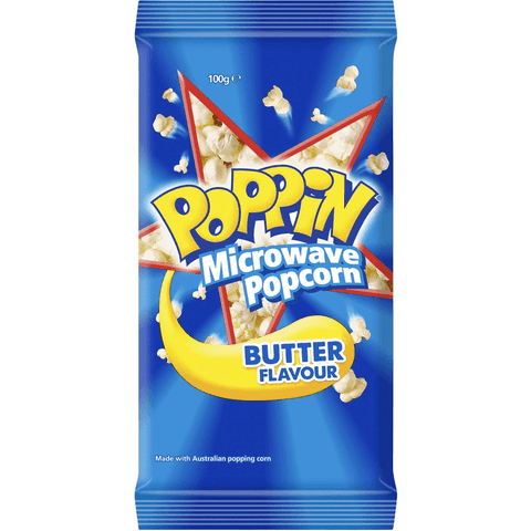 Poppin Microwave Popcorn Butter Flavour 100g