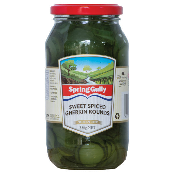 Spring Gully Spiced Gherkin Rounds 550g